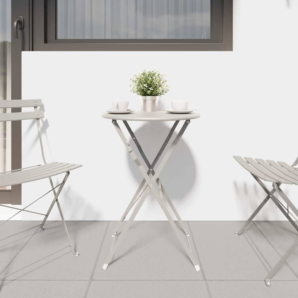 Bistro Table Folding Beige Ø50x71 cm Powder-coated Steel
